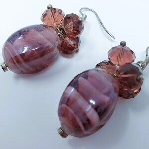 Handcrafted Artisan Glass Bead Dangle Earrings